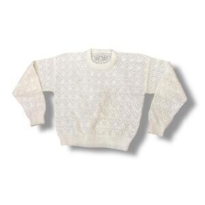 Vintage Knit Cropped Off White Sweater